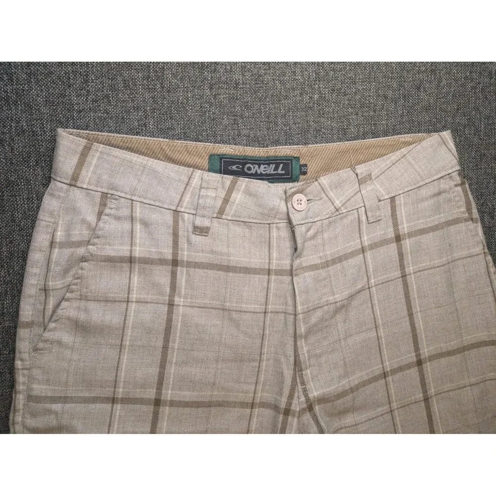 Vintage O'neill Preppy Plaid Chino Shorts Mens Sz‎ 32 Pockets Check Surf Wear